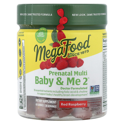 MegaFood, Baby & Me 2™, Pränatal Multi, Rote Himbeere, 60 Fruchtgummis