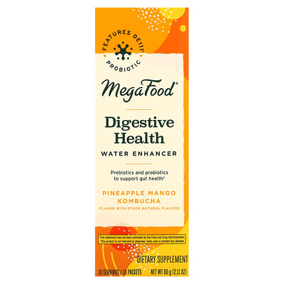 

MegaFood Digestive Health Water Enhancer Pineapple Mango Kombucha 10 Packets 0.21 oz (6 g) Each