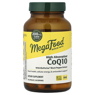 MegaFood, CoQ10 au poivre noir BioPerine®, 60 capsules