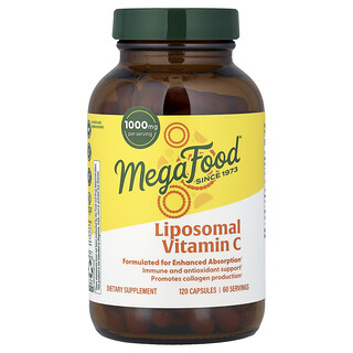 MegaFood, Vitamine C liposomale, 120 capsules (500 mg pièce)