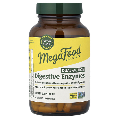 MegaFood, Dual-Action Digestive Enzymes, Verdauungsenzyme mit doppelter Wirkung, 60 Kapseln