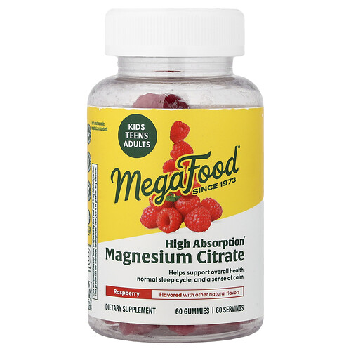 MegaFood, Magnesiumcitrat-Gummies, Himbeere, 60 Gummies (100 mg pro Gummi)