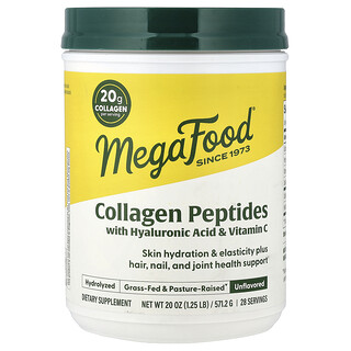 MegaFood, Peptides de collagène avancés avec acide hyaluronique et vitamine C, Non aromatisés, 571.2 g