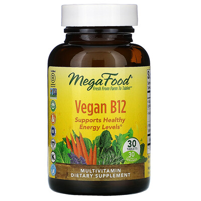 MegaFood веганский витамин B12, 30 таблеток