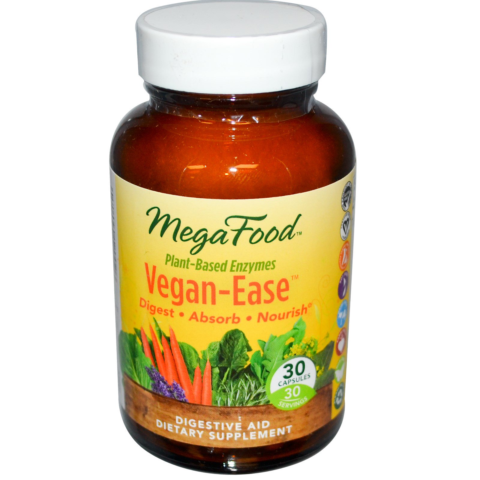 MegaFood, VeganEase, Digestive Aid, 30 Capsules iHerb