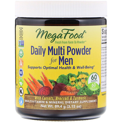 

MegaFood Ежедневный мульти-порошок для мужчин, 3,15 унции (89,4 г)