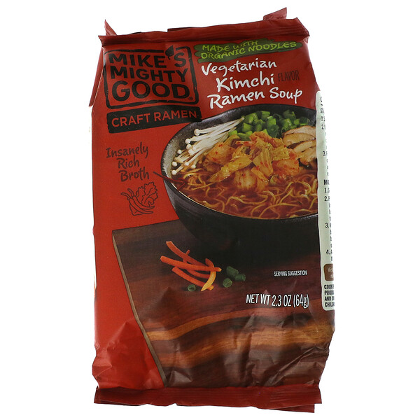 Mike's Mighty Good‏, Craft Ramen, Vegetarian Kimchi Ramen Soup, 2.3 oz (64 g)