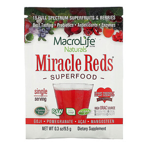 Отзывы о Макролифе Натуралс, Miracle Reds, Superfood, Goji, Pomegranate,  Acai,  Mangosteen, 0.3 oz (9.5 g)