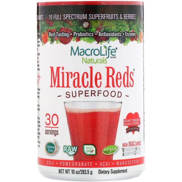 Miracle Reds, Superfood, Goji-Pomegranate-Acai-Mangosteen, 10 oz (283.5 g)