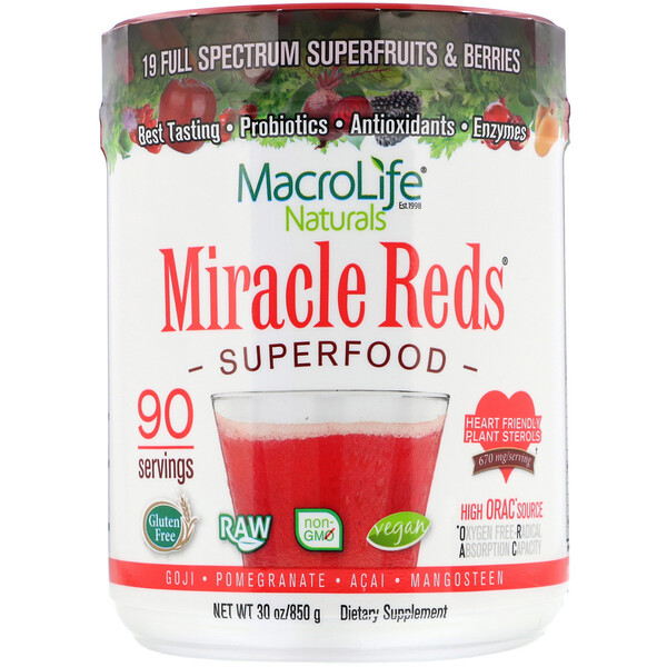 Macrolife Naturals, Wunderrot, Superfnahrung, Goji-Beere-Granatapfel-Akai-Mangostanbaum, 850 g (30 oz)