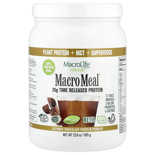 Macrolife Naturals Macro Meal®, Ultimate Protein Powder, Chocolate, 23.8 oz (675 g)