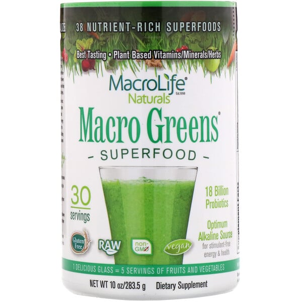 Macrolife Naturals, Macro Greens（マクログリーンズ）、栄養豊富なスーパーフード、283.5g（10オンス）