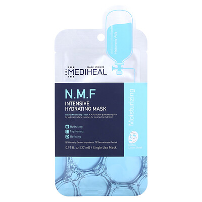 Mediheal N.M.F, тканевая маска для интенсивного увлажнения, 1 шт., 27 мл (0,91 жидк. унции)