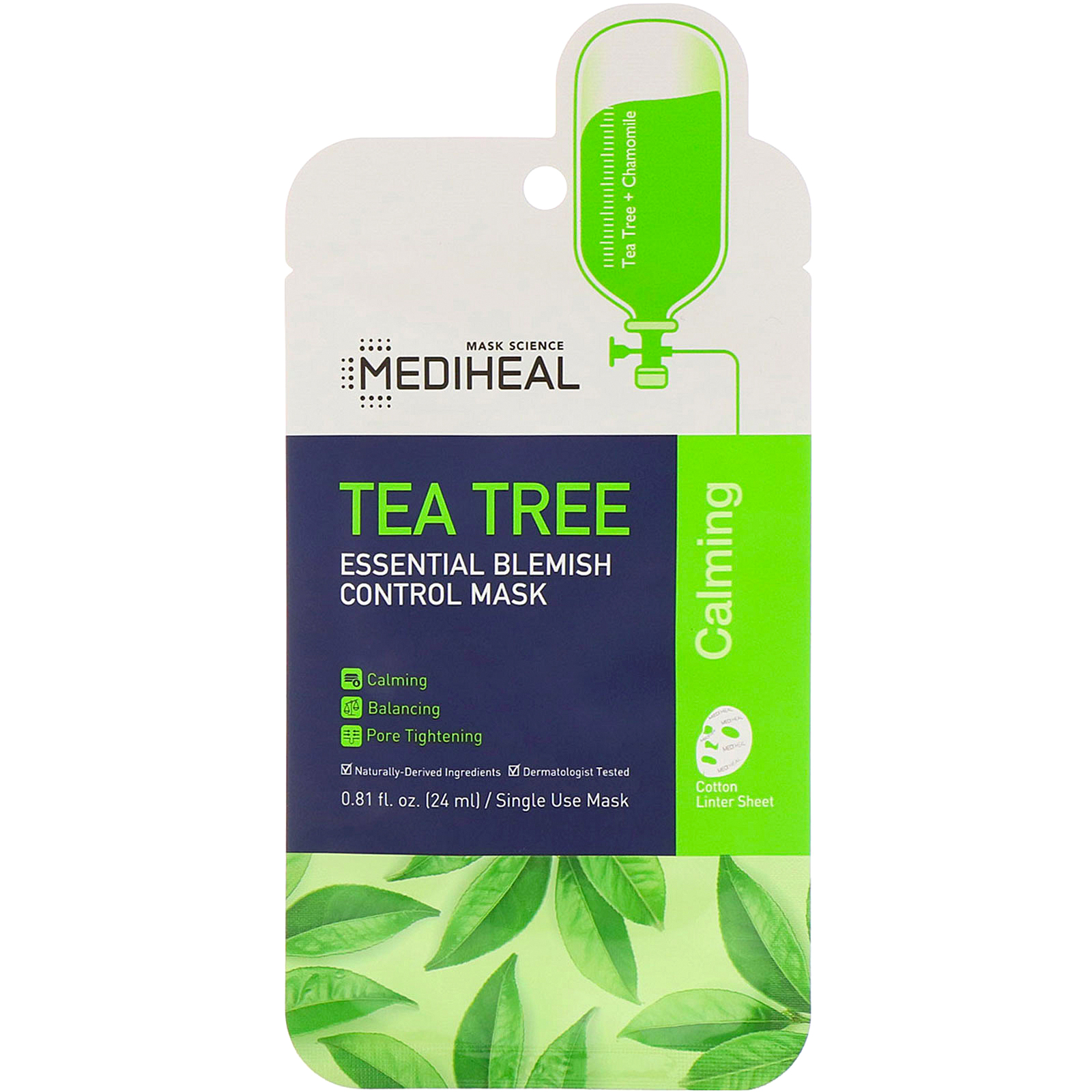 Mediheal Tea Tree Essential Blemish Control Beauty Mask 1 Sheet 0 81 Fl Oz 24 Ml
