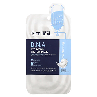 Mediheal D.N.A, тканевая увлажняющая протеиновая маска, 1 шт., 25 мл (0,84 жидк. унции)