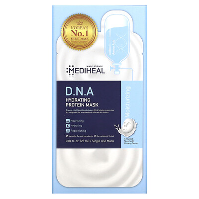 Mediheal D.N.A, тканевая увлажняющая протеиновая маска, 5 шт., по 25 мл (0,84 жидк. унции)