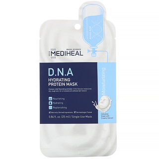 Mediheal, D.N.A、ハイドレーティングプロテインマスク、5枚、各25ml（0.84液量オンス）