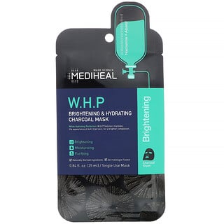 Mediheal, W.H.P、ブライトニング＆ハイドレイティングチャコールマスク、5枚、各25 ml