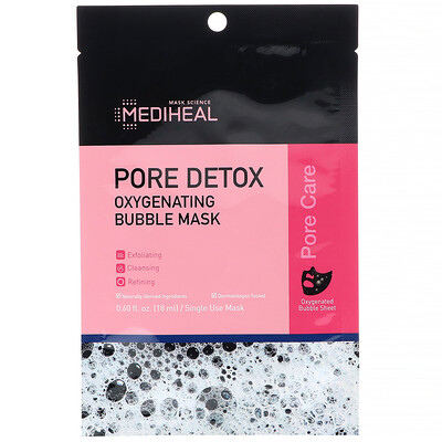 Mediheal Pore Detox, тканевая кислородная маска, 5 шт., 18 мл каждая