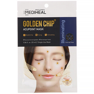 Mediheal, Chip dorado, Mascarilla acupuntural, 5 mascarillas, 25 ml (0,84 oz. líq.) cada una