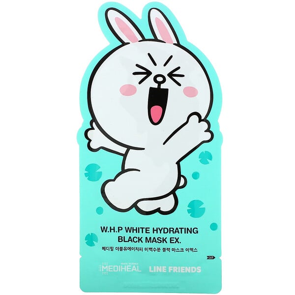 Line Friends, W.H.P White Hydrating Black Beauty Mask EX, 1 Sheet, 25 ml