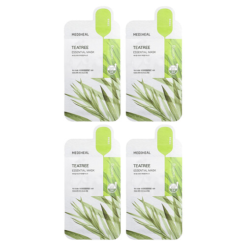 MEDIHEAL, Tea Tree, Essential Beauty Mask, 4 Tücher, je 24 ml (0,81 fl. oz.)