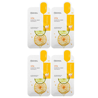 MEDIHEAL, Vita, Essential Beauty Mask, 4 Folhas, 24 ml (0,81 fl oz) Cada