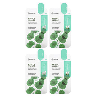 MEDIHEAL, Madecassoside, Essential Beauty Mask, 4 Folhas, 24 ml (0,81 fl oz) Cada