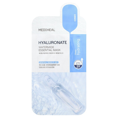 Mediheal , Hyaluronate Watermide Essential Beauty Mask, Sheet, 0.81 Fl Oz (24 Ml) Size 1