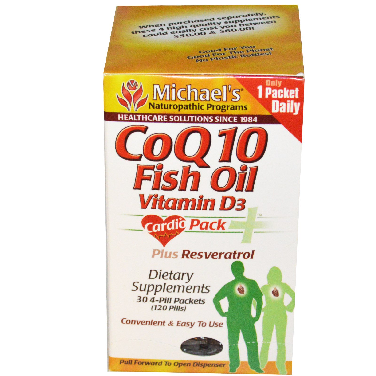 Michael's Naturopathic, CoQ10 Fish Oil, Vitamin D3, 30 4Pill Packets