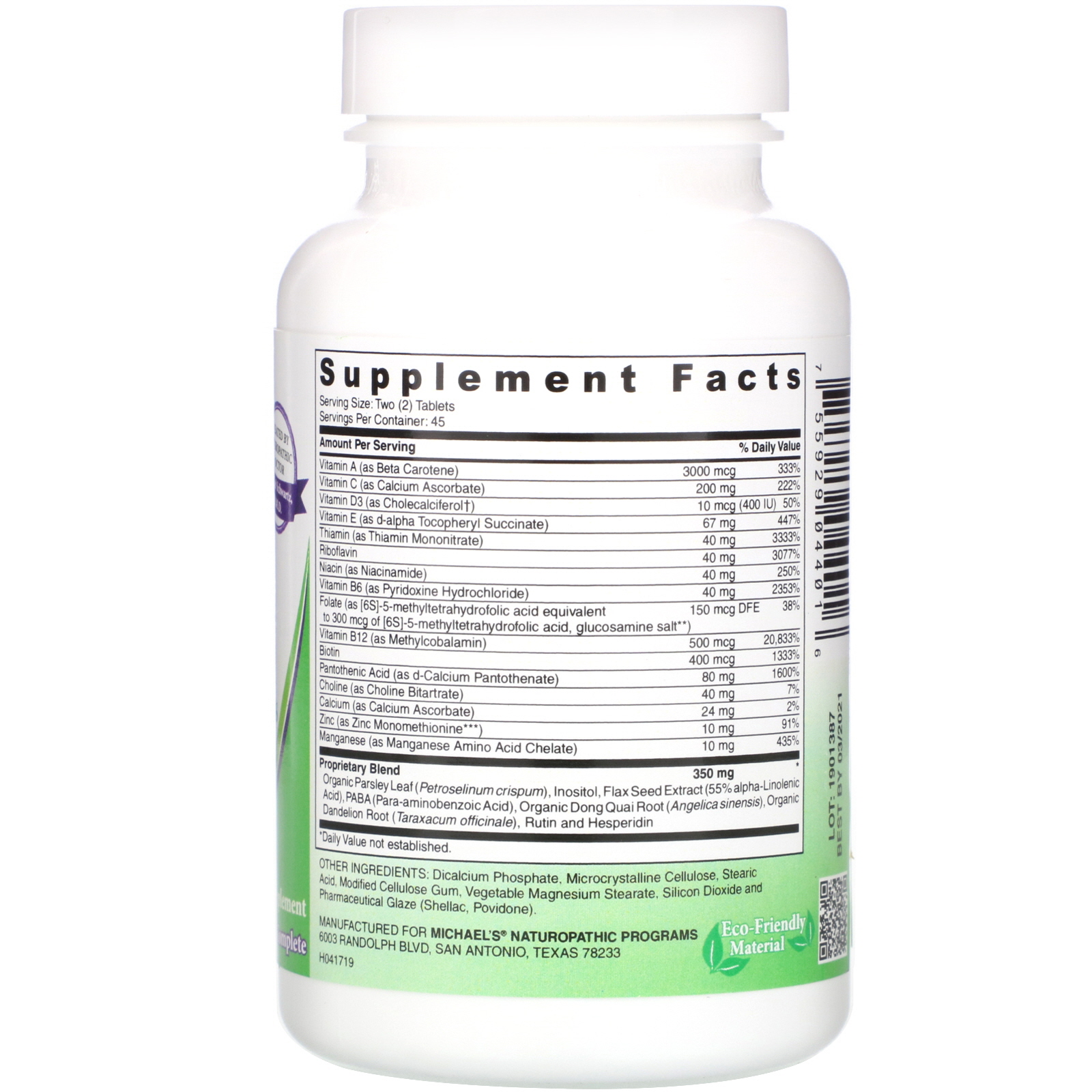 Michael's Naturopathic, Teen Girls Tabs, Daily Multi Vitamin, 90