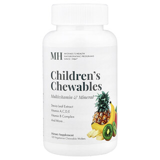 Michael's Health, Comprimés à croquer pour enfants, Multivitamines et minéraux, Punch naturel aux fruits, 120 comprimés végétariens à croquer