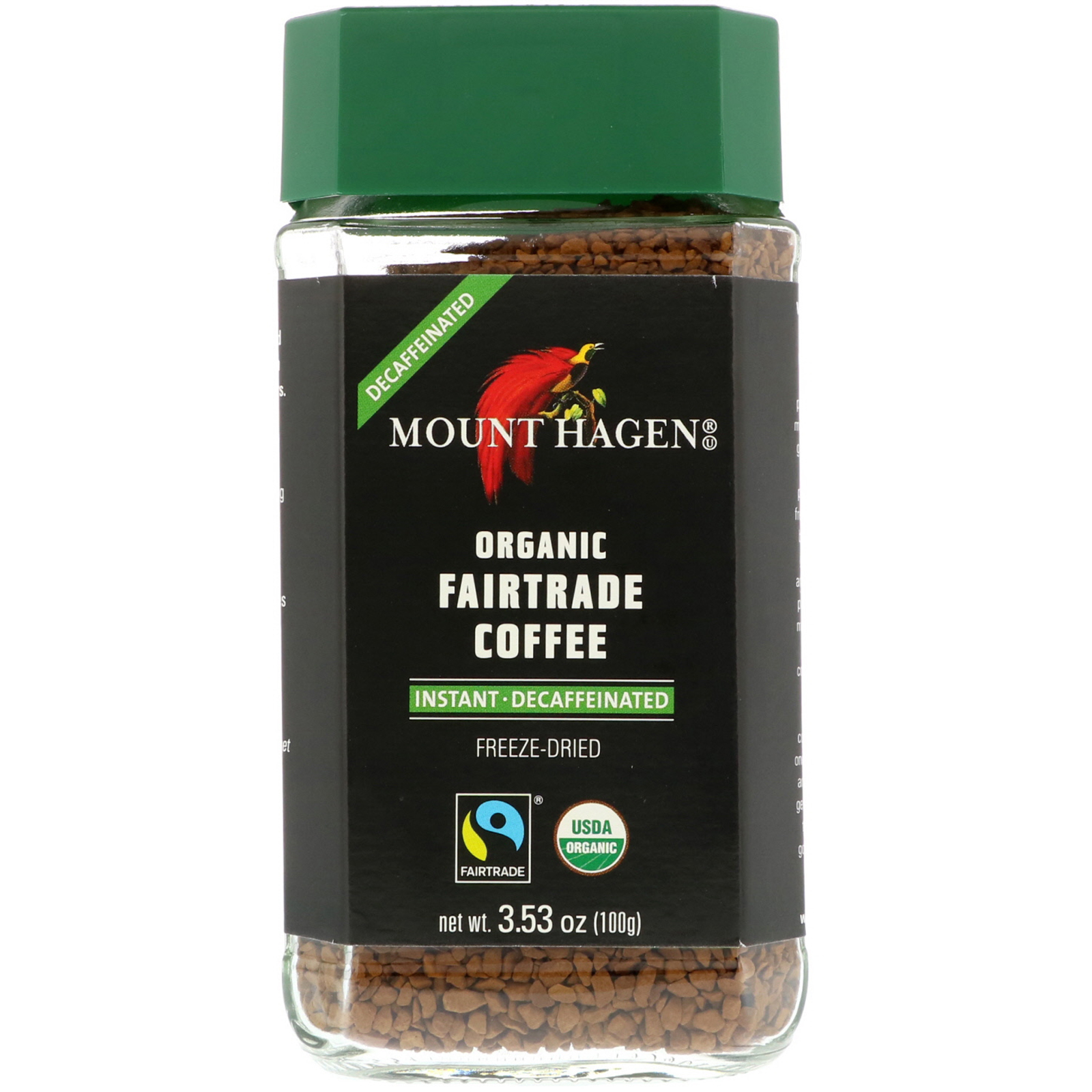 Какой кофе без кофеина. Кофе органический Mount Hagen. Mount Hagen кофе растворимый. Кофе без кофеина растворимый. Fair trade Organic кофе.