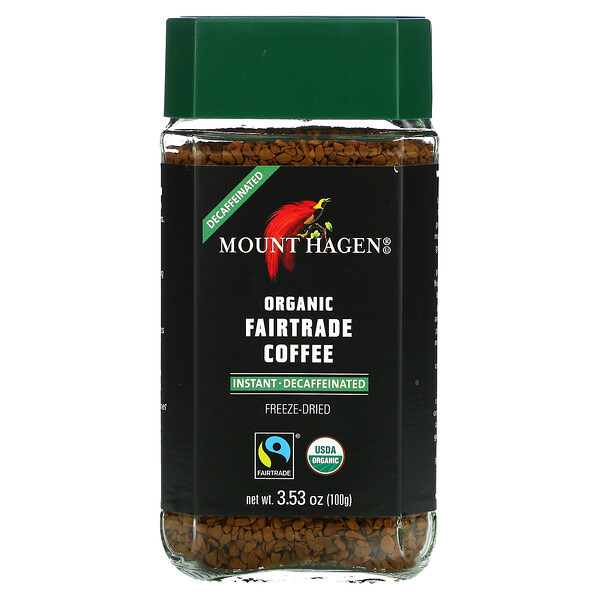 Mount Hagen, قهوة عضوية وفقاً لممارسات التجارة العادلة، فورية، بدون كافيين، 3.53 أوقية (100 جم)