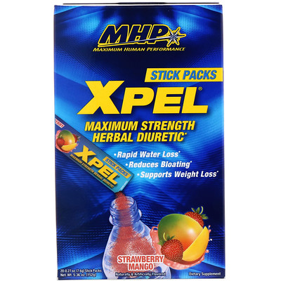 

MHP XPEL, Maximum Strength Herbal Diuretic, Strawberry Mango, 20 Packs, 0.27 oz (7.6 g) Each