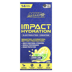 Impact Hydration, електроліти + креатин, лимон і лайм, 14 пакетиків-стіків по 14,76 г (0,52 унції)