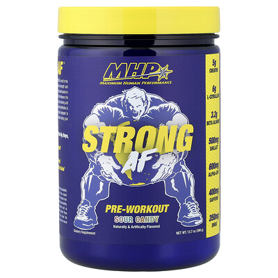 MHP, Suplemento preentrenamiento Strong AF™, Caramelo ácido, 390 g (13,7 oz)
