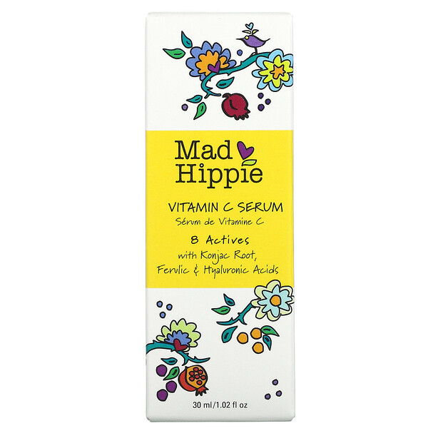 Mad Hippie Skin Care Products, сыворотка с витамином С, 8 активных ингредиентов, 30 мл (1,02 жидк. унции)