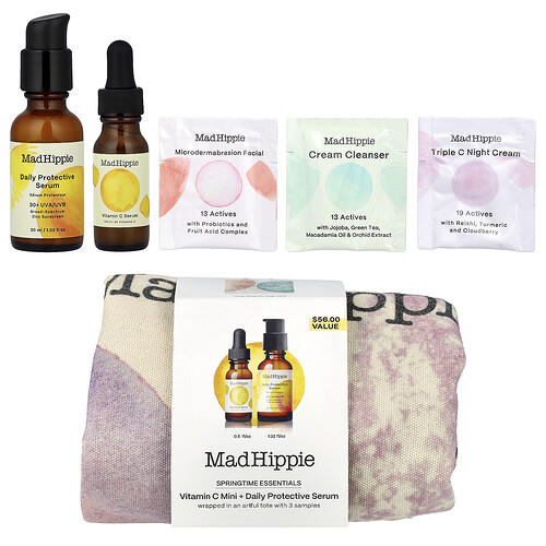 Mad Hippie Springtime Essentials, Vitamin C Mini + Daily Protective Serum, 6 Piece Kit