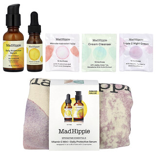 Mad Hippie, Springtime Essentials, Minisérum de vitamina C y sérum protector diario, Kit de 6 piezas