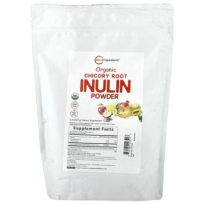 Micro Ingredients, Inulina de raíz de achicoria orgánica en polvo, 907 g (2 lb)