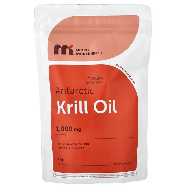 Micro Ingredients Antarctic Krill Oil, 300 Softgels (500 mg per Softgel)