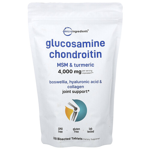 Micro Ingredients Glucosamine Chondroitin, MSM & Turmeric, 300 Bisected Tablets