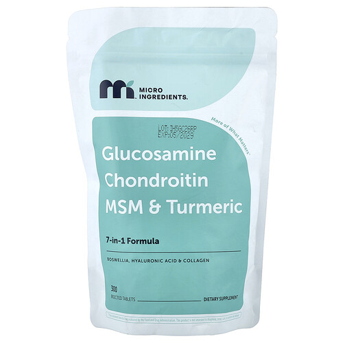 Micro Ingredients, Glucosamine Chondroitin, MSM & Turmeric, Glucosamin-Chondroitin, MSM und Kurkuma, 300 halbierte Tabletten