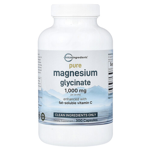 Micro Ingredients Pure Magnesium Glycinate With Vitamin C, 300 Capsules