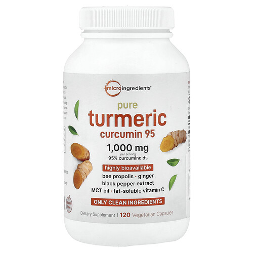 Micro Ingredients Pure Turmeric Curcumin 95, 120 Vegetarian Capsules