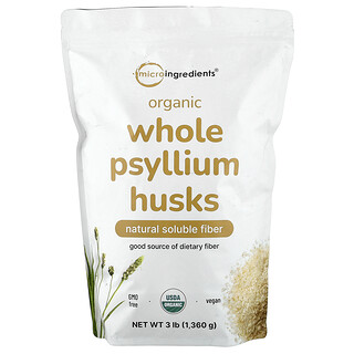 Micro Ingredients, Cáscaras de psilio entero orgánico, 1360 g (3 lb)