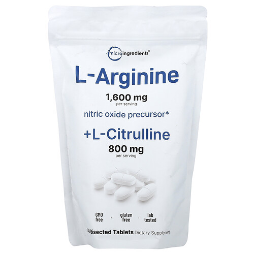 Micro Ingredients L Arginine + L-Citrulline, 240 Bisected Tablets