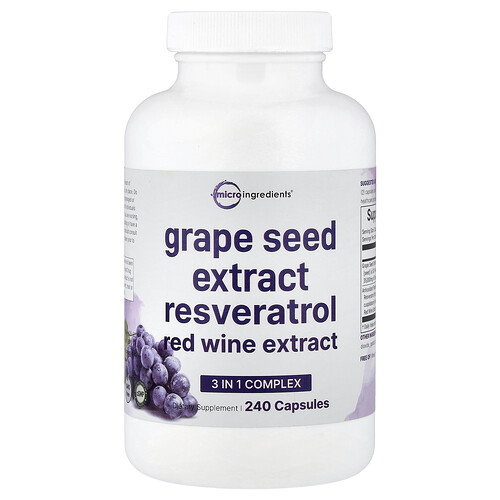 Micro Ingredients Grape Seed Extract Resveratrol Red Wine Extract, 240 Capsules