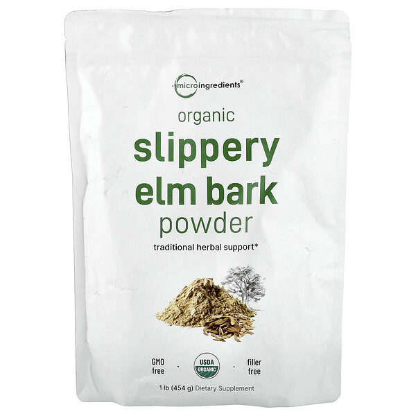Micro Ingredients Organic Slippery Elm Bark Powder , 1 lb (454 g)